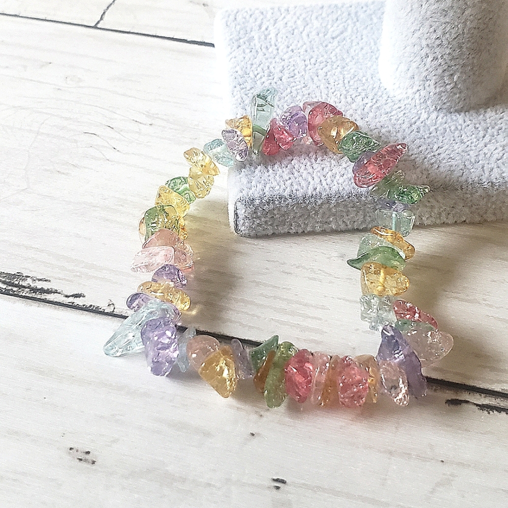 Natural Stone Bracelet, multicolor light, NWOT